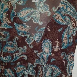 Butterfly & Paisley Brown w/ Teal Wrap Top